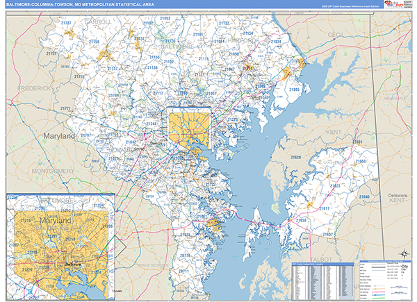 Baltimore-Columbia-Towson Metro Area Wall Map